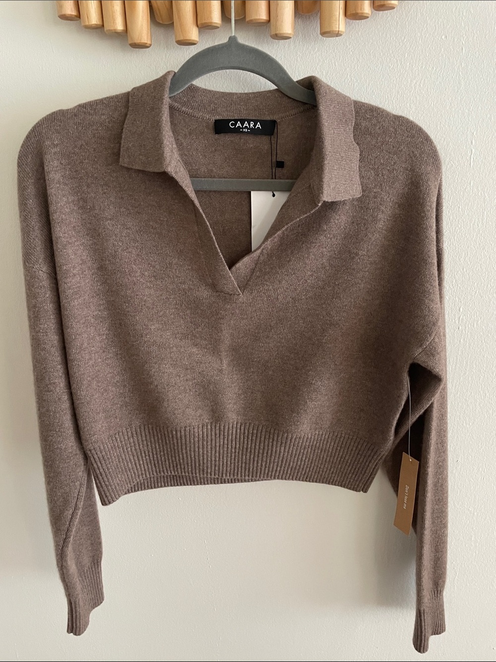 NWT Cashmere Blend Cropped Polo Sweater